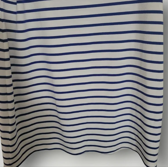 Anthropologie Heyton Blue and White Striped Dress Size 14 Nautical Short Sleeve - Picture 7 of 8
